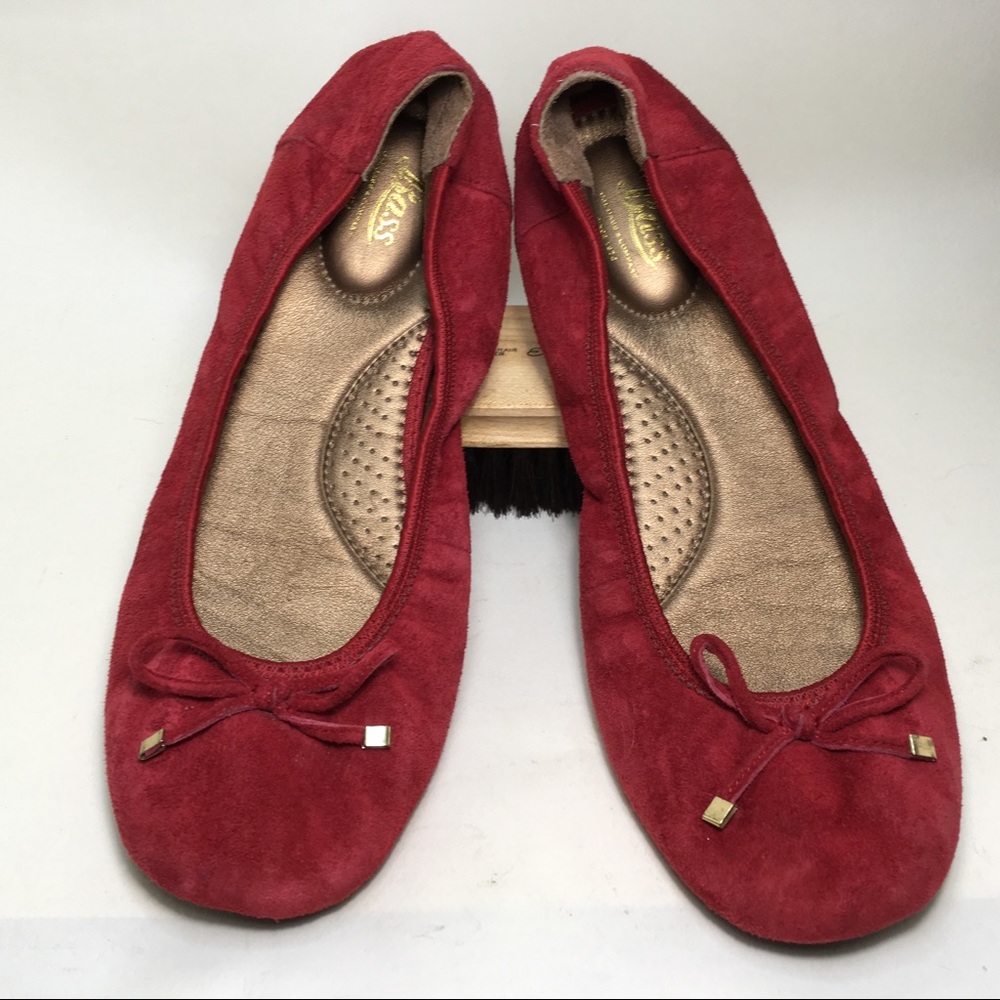 GH Bass ballet slippers red suede sz 9